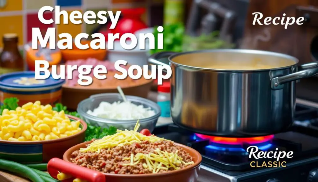 Cheesy Macaroni Burger Soup Preparation