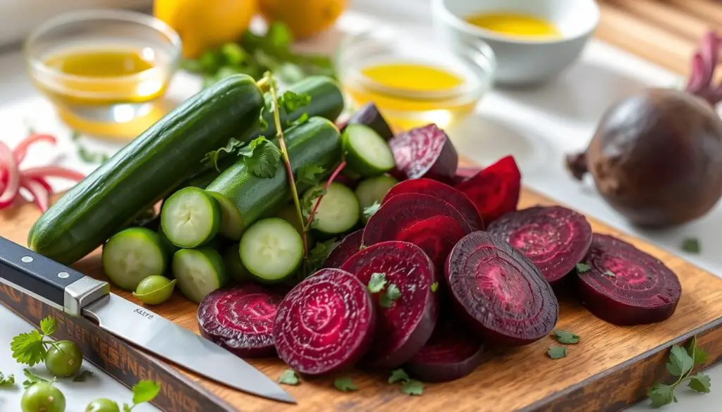 Cucumber Beetroot Salad Preparation