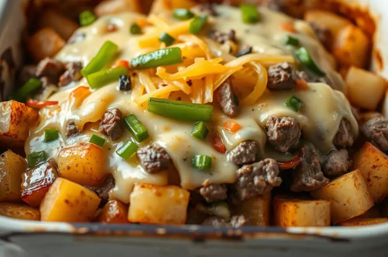 Savory Cheesesteak Potato Bake