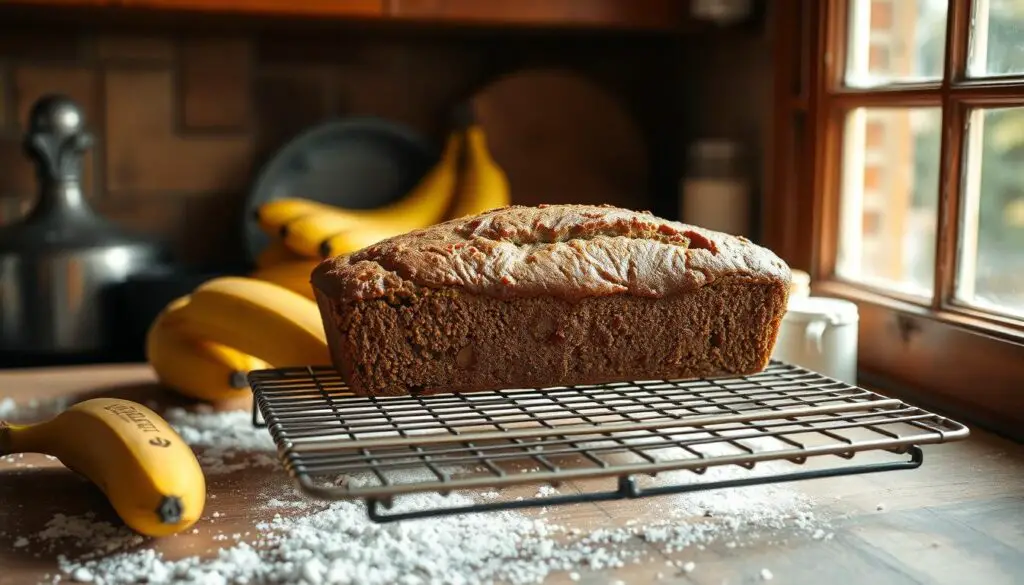 banana bread cooling