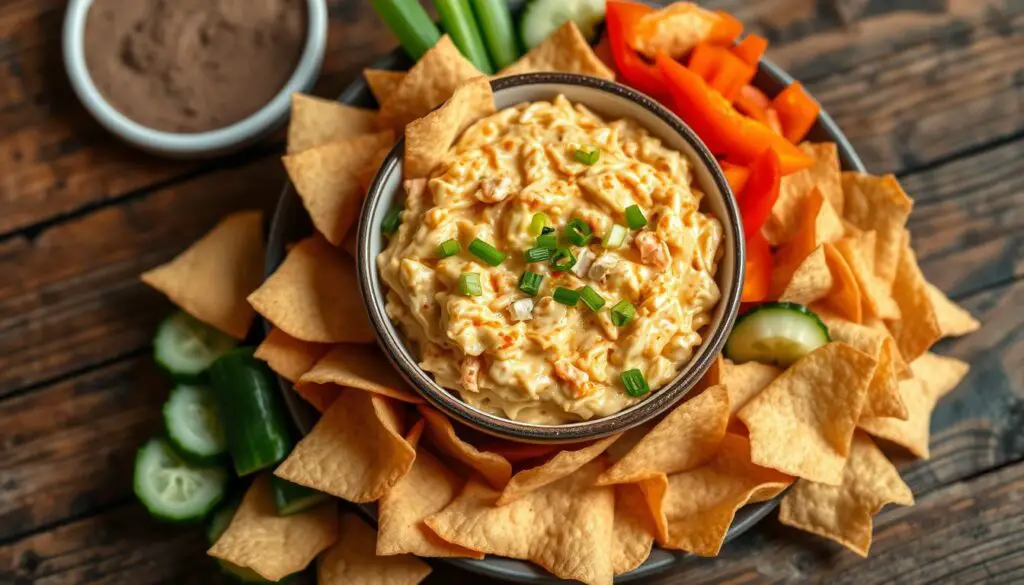 crab rangoon dip serving