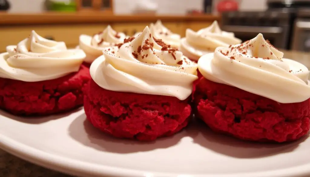 cream cheese frosted red velvet cookies