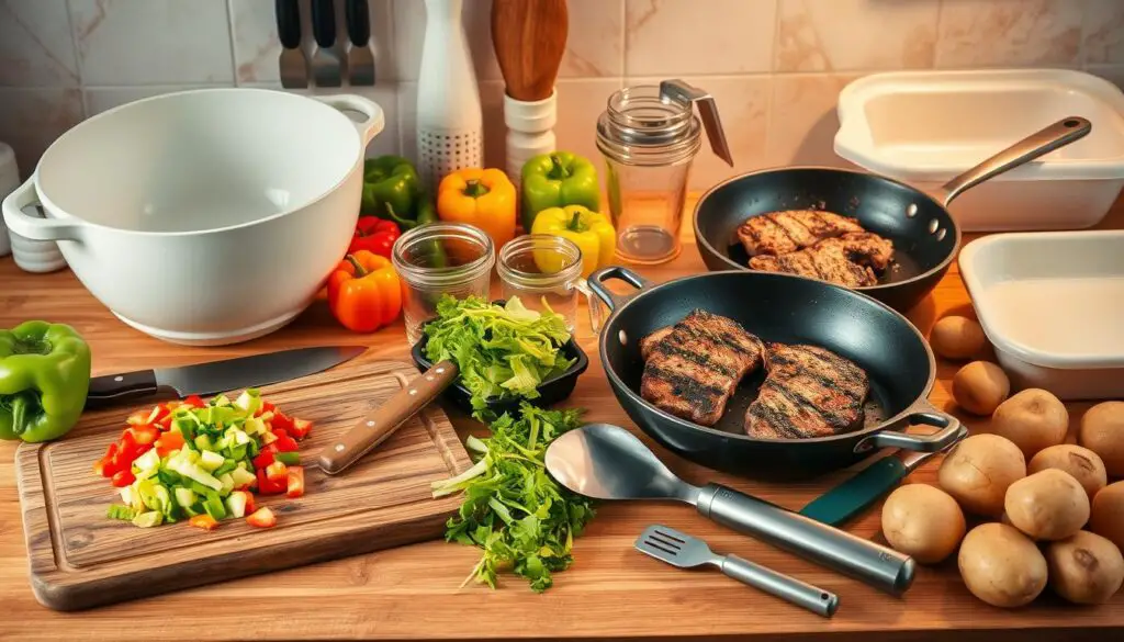 kitchen tools for savory cheesesteak potato bake