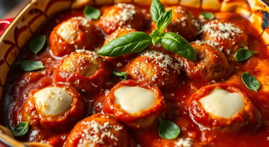 Cheese-Stuffed Meatball Casserole