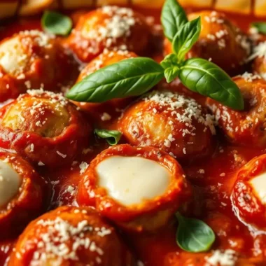 Cheese-Stuffed Meatball Casserole