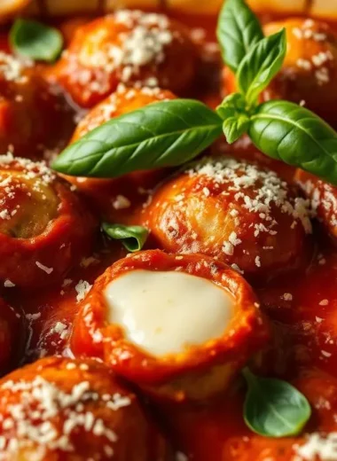 Cheese-Stuffed Meatball Casserole