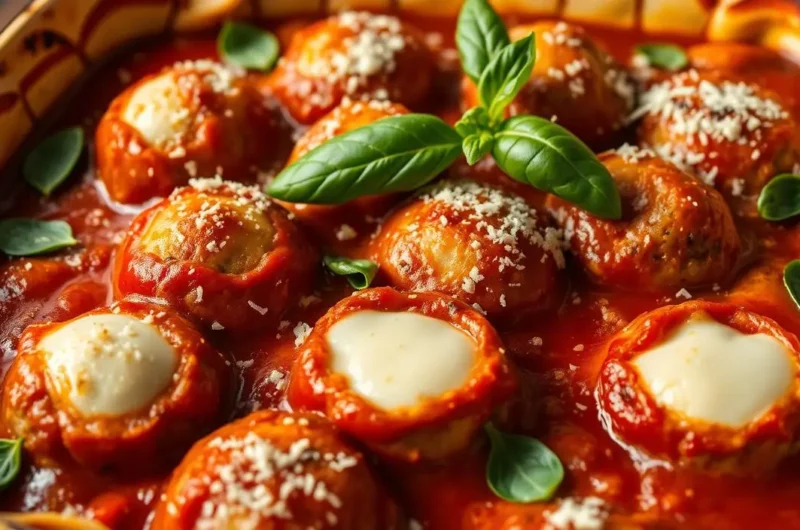 Cheese-Stuffed Meatball Casserole