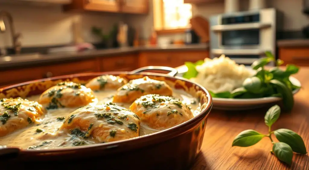 Creamy Chicken Pesto Bake
