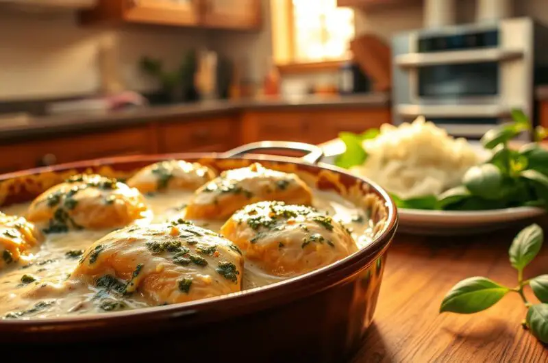 Creamy Chicken Pesto Bake