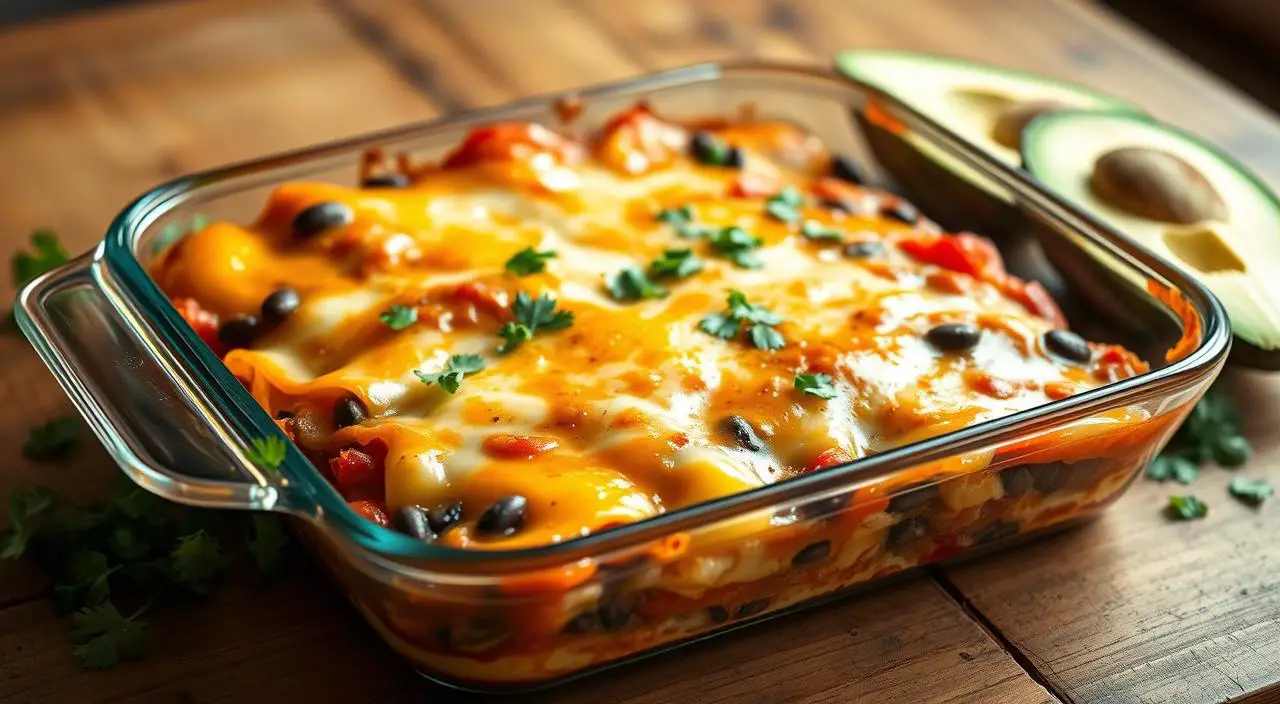 Veggie and Black Bean Enchilada Bake