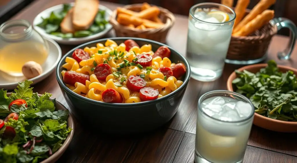 mac and cheese with hot dogs serving suggestions