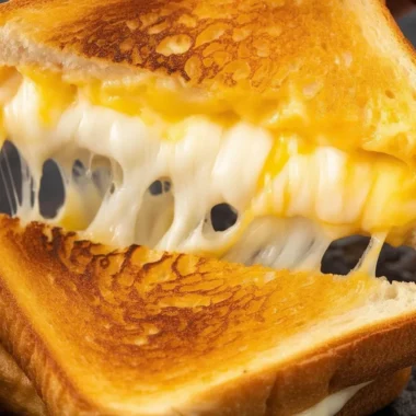 A delicious grilled cheese sandwich with golden brown crispy bread and melted cheese.