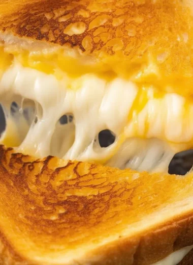 A delicious grilled cheese sandwich with golden brown crispy bread and melted cheese.