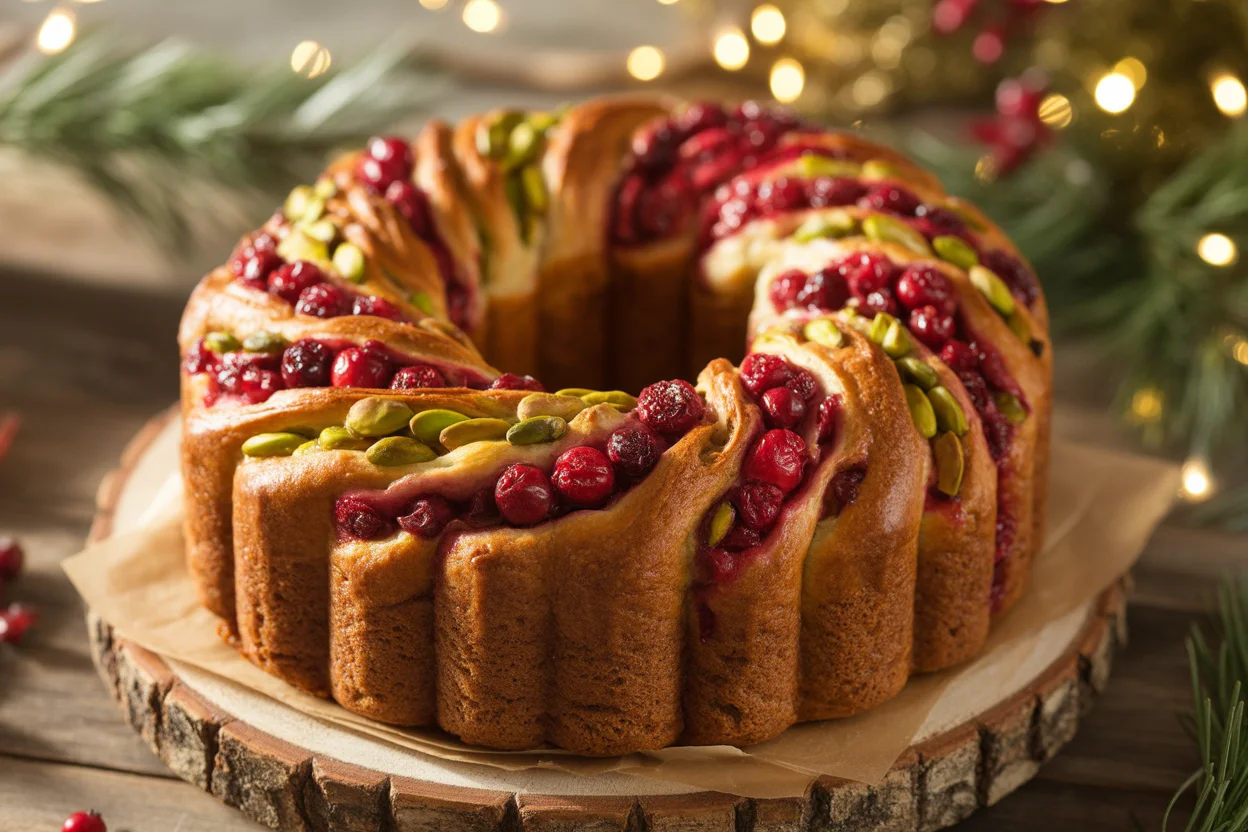 Cranberry Pistachio Babka Bread Wreath