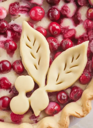 Delicious Cranberry Custard Pie with a flaky crust and creamy filling.