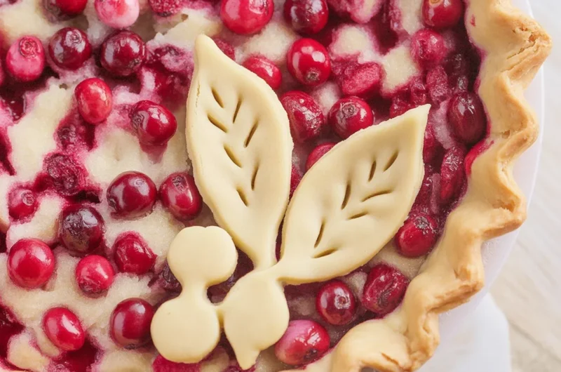 Delicious Cranberry Custard Pie with a flaky crust and creamy filling.