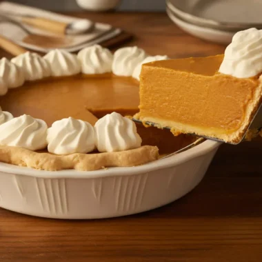 Delicious Pumpkin Chiffon Pie with a flaky crust and fluffy meringue topping.