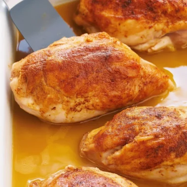 Oven-baked chicken breast cooked to perfection, juicy and tender.