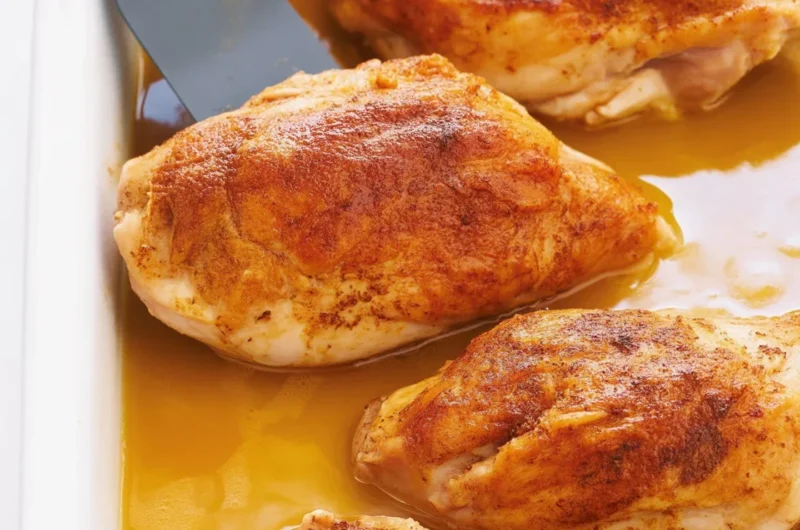 Oven-baked chicken breast cooked to perfection, juicy and tender.