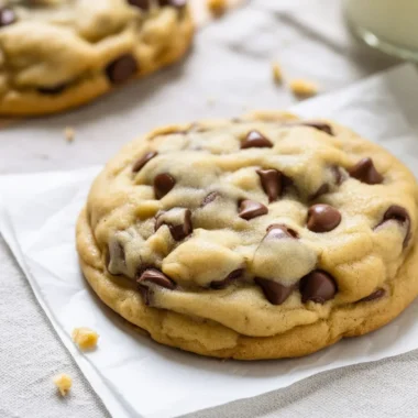 Easiest chocolate chip cookies fresh out of the oven, soft and golden brown.