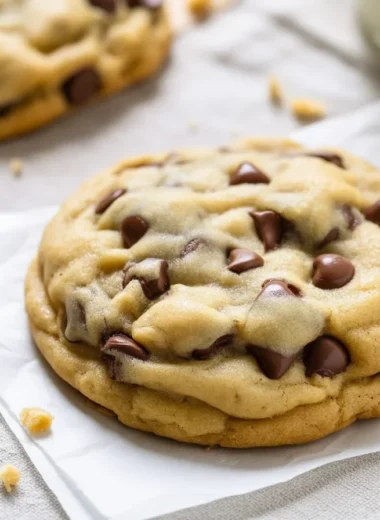 Easiest chocolate chip cookies fresh out of the oven, soft and golden brown.