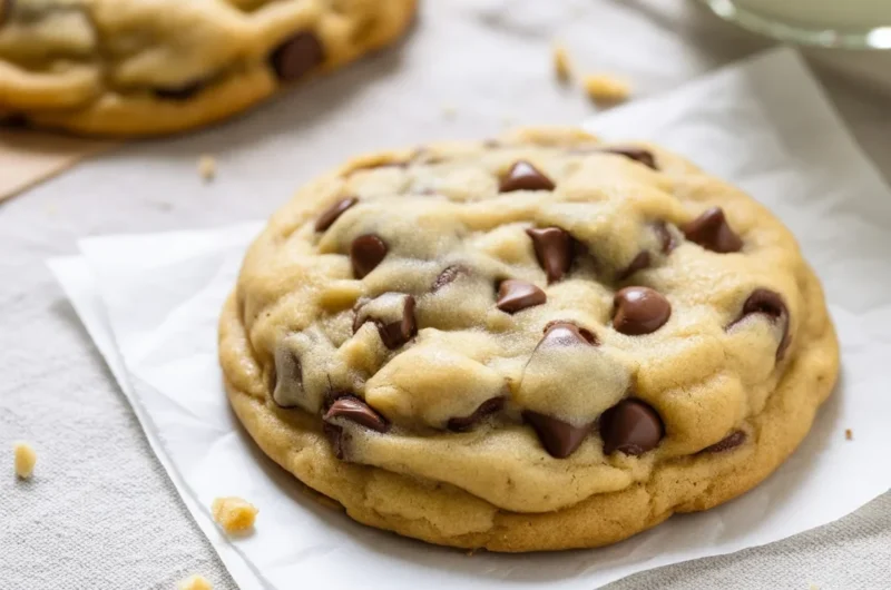 Easiest chocolate chip cookies fresh out of the oven, soft and golden brown.
