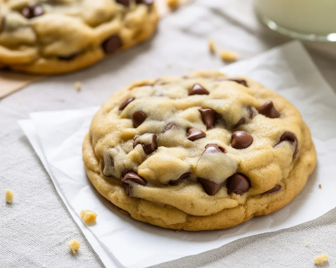 Easiest chocolate chip cookies fresh out of the oven, soft and golden brown.