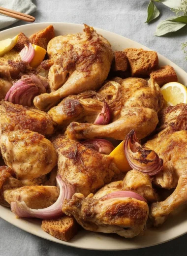 Cooked chicken stored in the fridge, showing food safety guidelines.