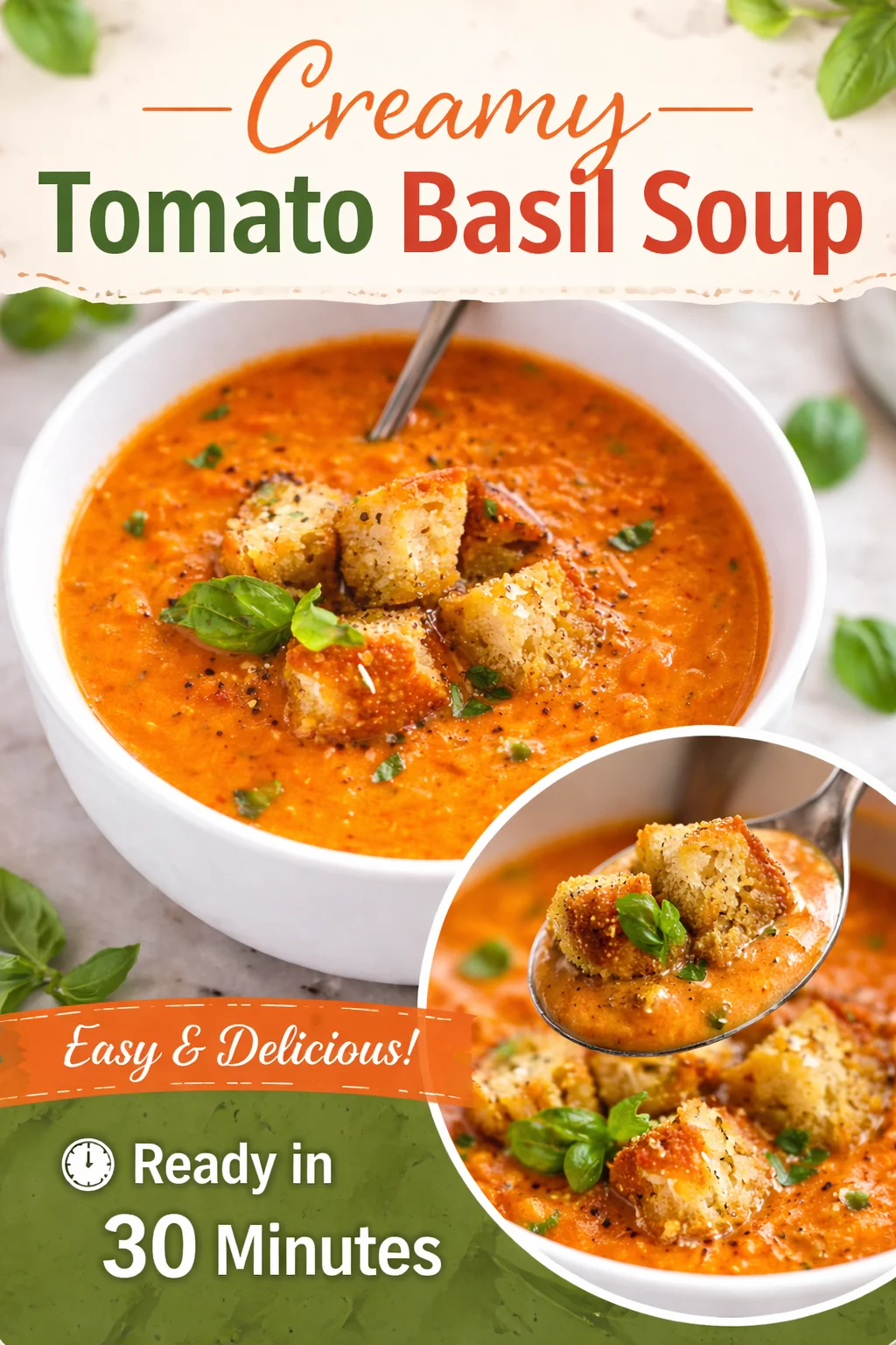 Deliciously Cozy Creamy Tomato Basil Soup You'll Love