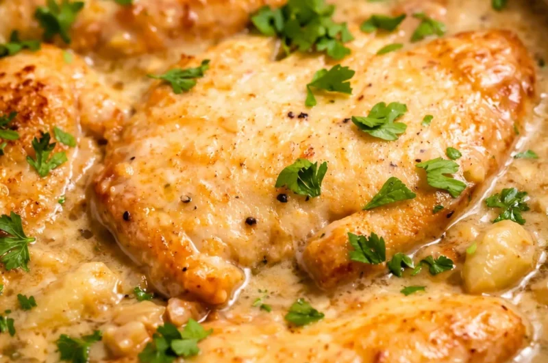 Creamy Garlic Butter Chicken cooked in a rich, garlic-infused sauce with tender chicken thighs.