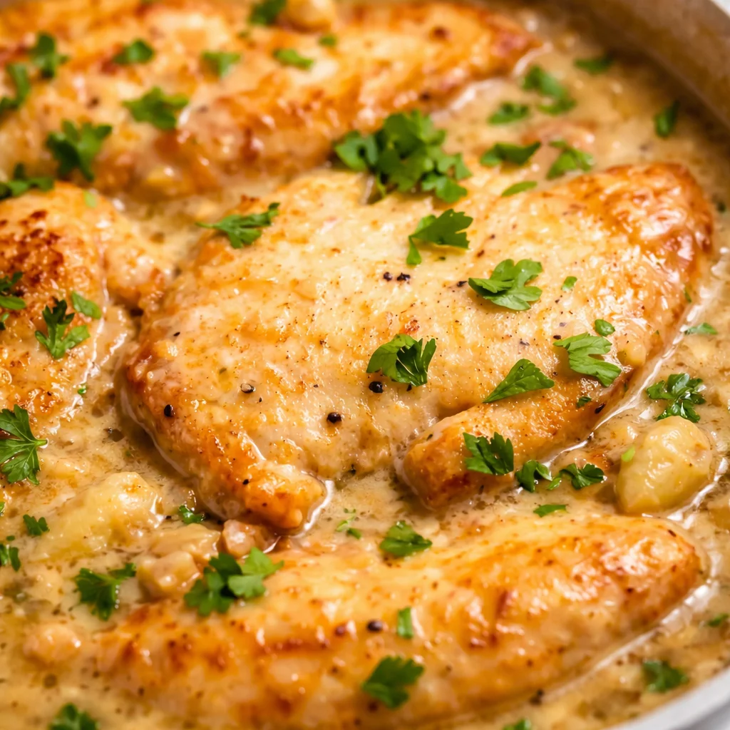Creamy Garlic Butter Chicken cooked in a rich, garlic-infused sauce with tender chicken thighs.