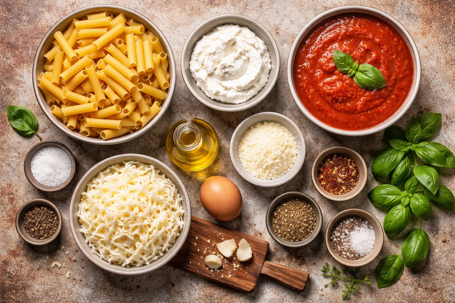 Baked Ziti with Ricotta and Mozzarella