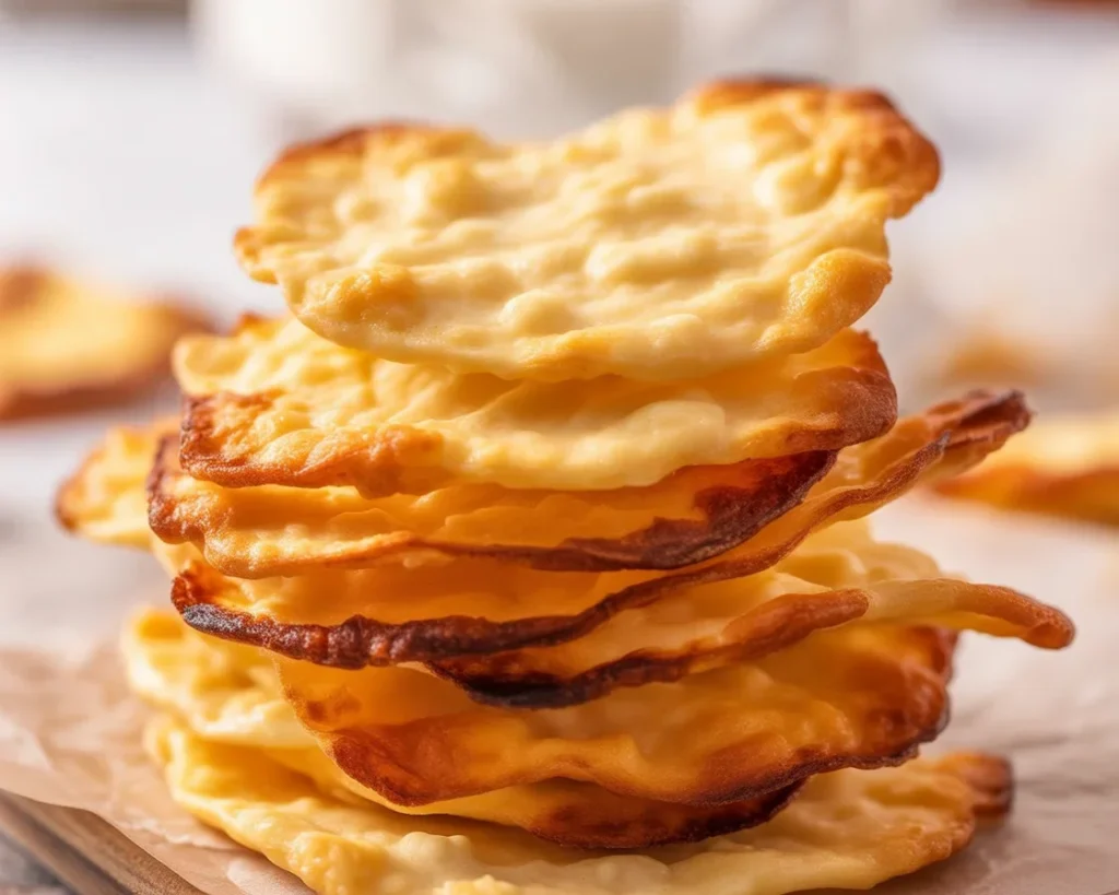 Crispy cottage cheese chips, a healthy high protein snack option for any time.