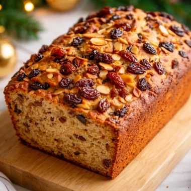 Traditional Bremer Klaben, a festive German Christmas fruit bread filled with dried fruits.