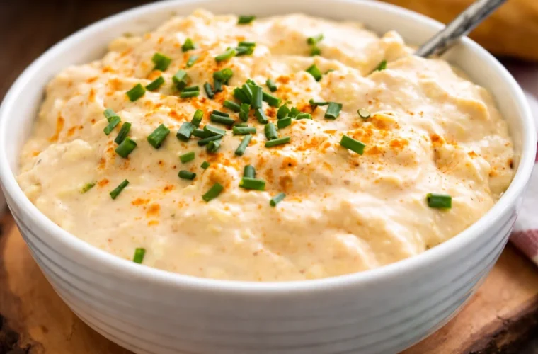 Creamy German Cheese and Beer Spread Obatzda served with pretzels.