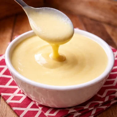 Homemade Vanillesoße, the classic German vanilla sauce for desserts.