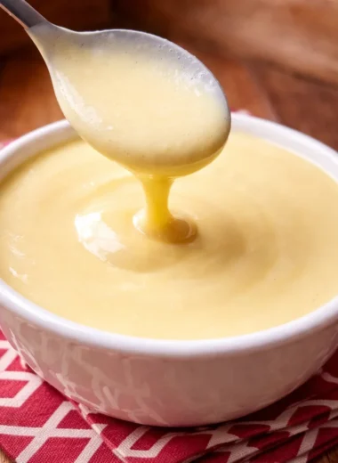 Homemade Vanillesoße, the classic German vanilla sauce for desserts.