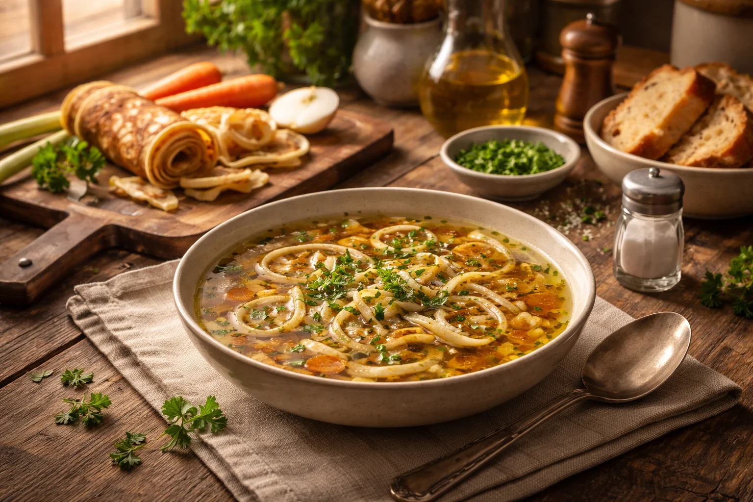 Authentic Flädlesuppe Recipe (German Pancake Soup)