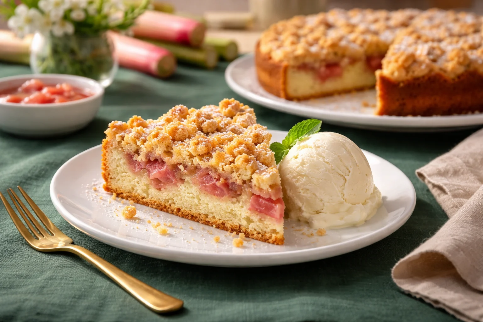 German Rhubarb Streusel Cake Recipe (Rhabarber Streuselkuchen)