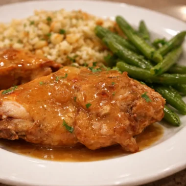 Delicious authentic Hasenpfeffer, traditional German rabbit stew dish with rich flavors.