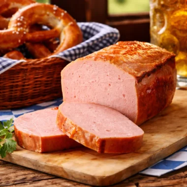 Authentic Leberkäse recipe - delicious Bavarian meatloaf served with traditional sides.