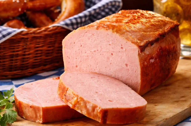 Authentic Leberkäse recipe - delicious Bavarian meatloaf served with traditional sides.